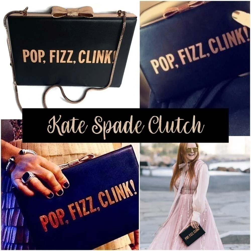 Kate Spade 🎩 POP Fizz Clink Clutch Fold Black Bag